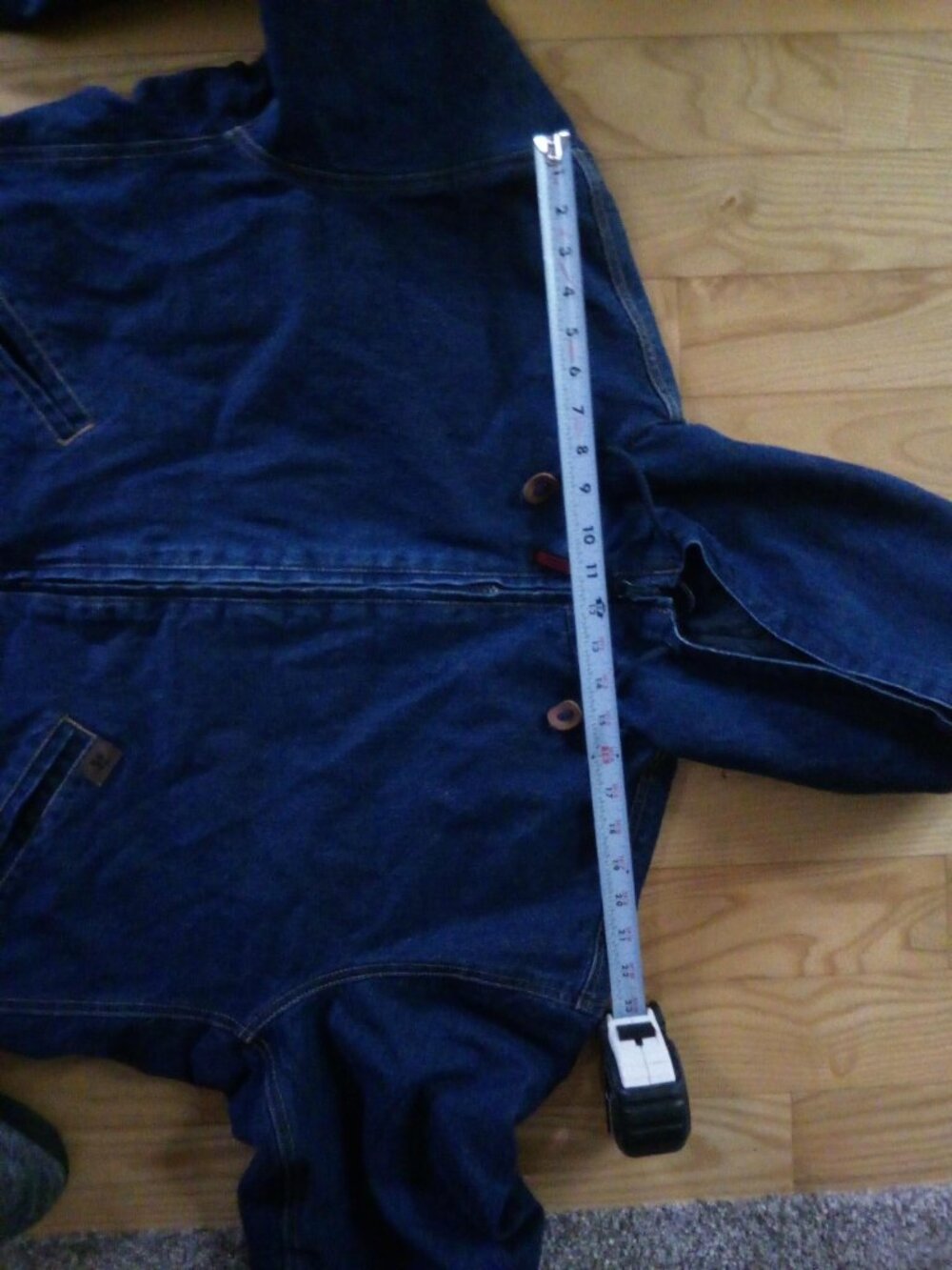 Riggs Workwear by Wrangler Men's Dark Blue Denim Hooded Jacket size XL - Picture 6 of 9